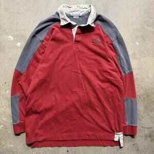 Vintage Nike Air Rugby Polo Shirt Long Sleeve Two Tone Red Gray Men’s Size Large